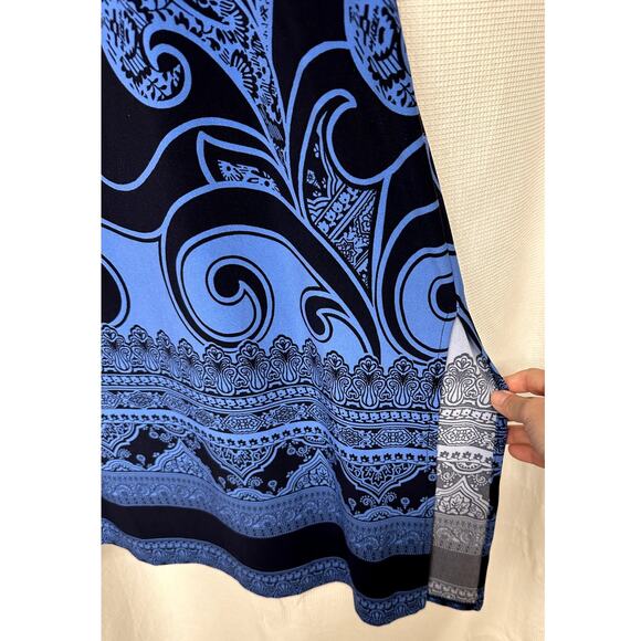 Susan Graver QVC Liquid Knit Blue Maxi Skirt Sz 2XP w/ Elastic Waist Straight - Picture 4 of 6